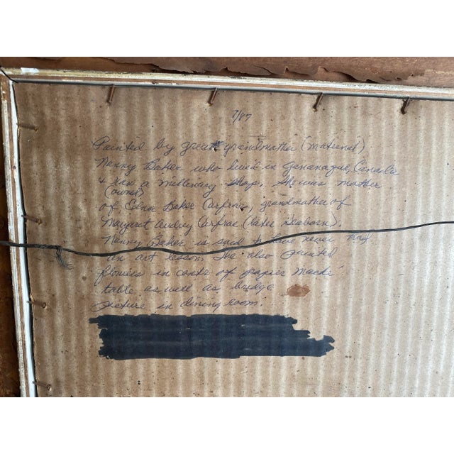 Vintage Still Life Flower Painting in Nice Wood Frame For Sale - Image 11 of 11