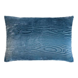 Kevin O'Brien Woodgrain Denim Mini Cut Velvet Pillow For Sale