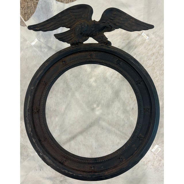 Mid 20th Century Vintage Federal, Americana Style Cast Iron Round Eagle Frame For Sale - Image 5 of 13