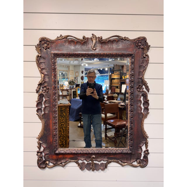Wood 19th Century Italian Carved Mirror For Sale - Image 7 of 10