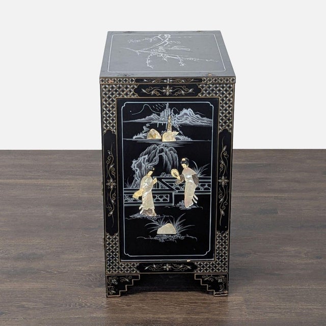 Vintage Lacquered Chinese Cabinet For Sale - Image 4 of 11