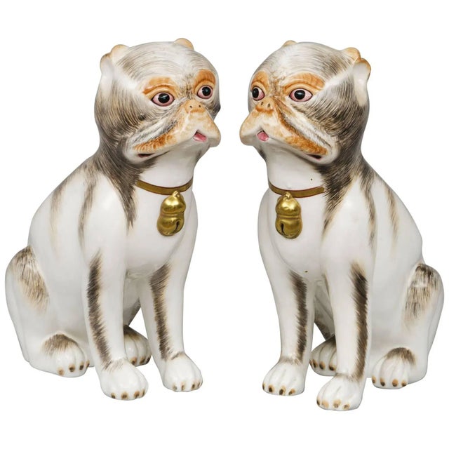 Ceramic Continental Porcelain Pug Dogs - a Pair For Sale - Image 7 of 7