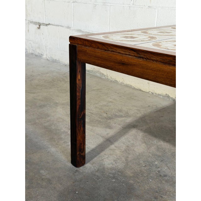 Brown Rosewood Ceramic Tile Top Coffee Table Danish Mid-Century Modern 1970s For Sale - Image 8 of 10