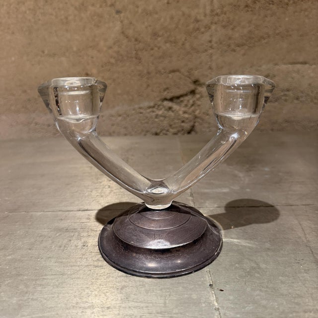 Wm. Rogers Mid-Century Modern Sterling Silver & Glass Candelabra, Usa For Sale - Image 10 of 10