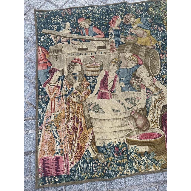 Vintage French Hand Printed Tapestry Vendanges Design, 1950s For Sale - Image 4 of 18
