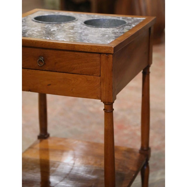 English 19th Century French Louis Philippe Walnut Rafraîchissoir With Marble Top For Sale - Image 3 of 11