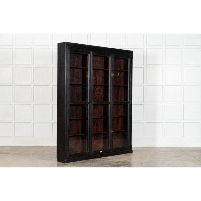 Large Antique English Ebonised Mahogany Pharmacy Display Cabinet, 1880 For Sale - Image 4 of 13