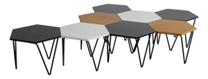Hexagonal Coffee Tables in Wood and Metal by Gio Ponti from ISA, 1950s, Set of 8