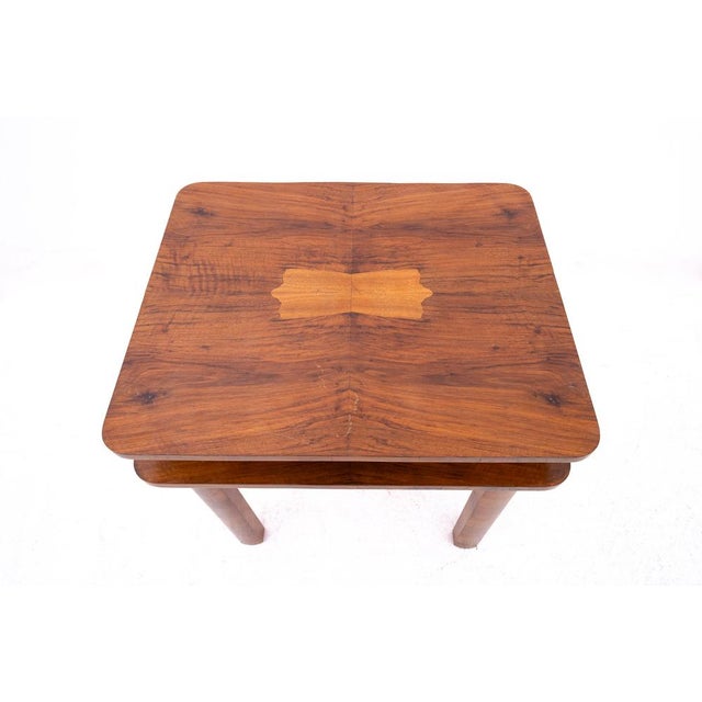 Brown Art Deco Rectangular Coffee Table, Poland, 1940s For Sale - Image 8 of 10