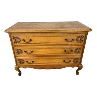 Vintage French Louis Style Oak Chest of 3 Drawers For Sale