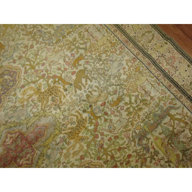 Early 20th Century Zabihi Collection Pictorial Turkish Animal Square Rug - 8'1" x 8'3" For Sale - Image 9 of 10