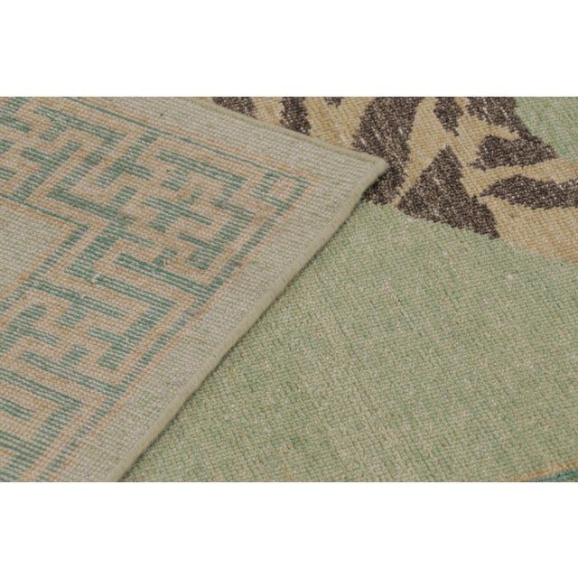 Beige Rug & Kilim’s Distressed Tiger Rug in Green With Beige and Brown Pictorial For Sale - Image 8 of 10