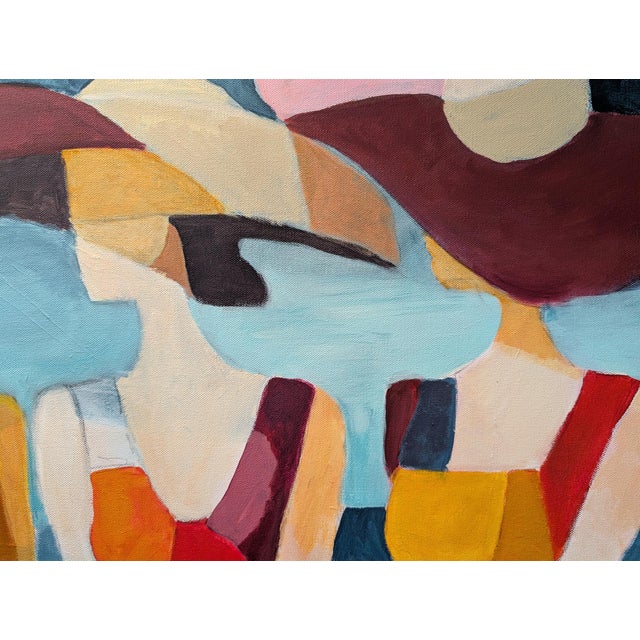 Mother and Daughters - Oil Painting in Art Deco Style For Sale - Image 4 of 4