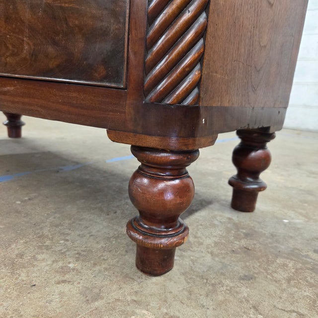 Brown Late 19th Century Georgian Bowfront Mahogany 5 Drawer Chest With Twist Side Supports For Sale - Image 8 of 15