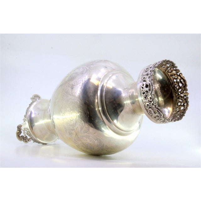 Rounded Silver Vase with Engraved Floral Rim Motifs For Sale - Image 5 of 9