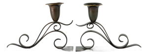 Danish Art Nouveau Candleholders by H.F. Bronze, 1920s, Set of 2