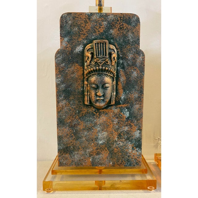 Matching Pair of Mid Century Asian Inspired Table Lamps C.1950 Gorgeous pair of mid century table lamps The lamps are made...