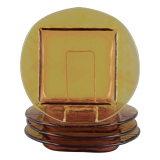 Scandinavian Glass Plates in Smoke-Coloured Art Glass, 1970s, Set of 4 For Sale