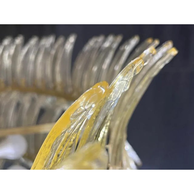 Metal Vintage Italian Palmette Chandelier, Murano, 1990s For Sale - Image 7 of 13