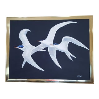 Late 20th Century Charles Clifton Seagulls Signed Painting For Sale