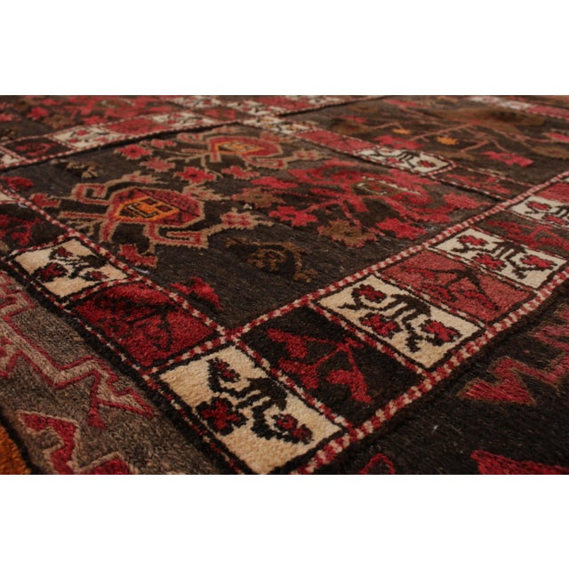 1950s Vintage Mid-Century Kilim Brown Red Vase Floral Pattern For Sale In New York - Image 6 of 6
