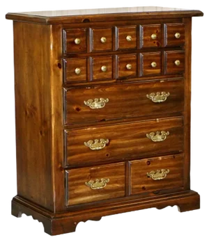 Haberdashery Style Chest of Drawers Bank in Solid Hard Wood from Thomasville