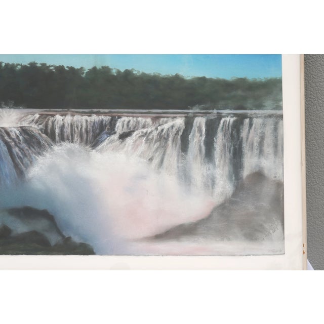 Blue 1989 Sharon Frazier Foz Do Iguacu, Brazil Waterfalls Pastel Painting One-of-a-Kind For Sale - Image 8 of 18