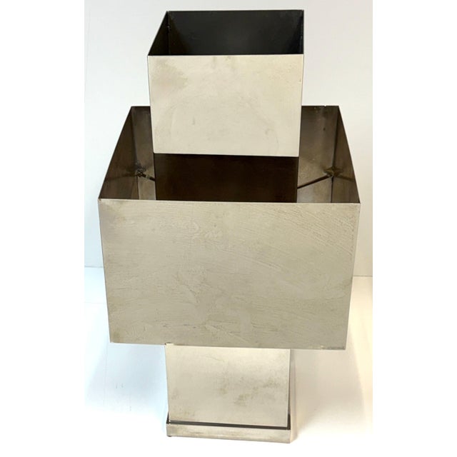 Mid 20th Century Polished Chrome Cubist Table Lamps, After Willy Rizzo - a Pair For Sale - Image 6 of 13