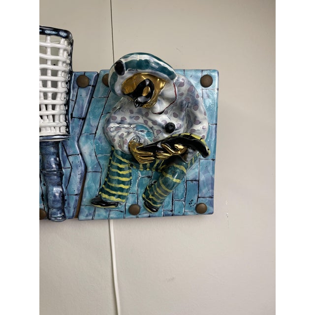 Ceramic Panel with 7 Tiles and Lights in Ceramic from San Polo, Italy, 1950s For Sale - Image 7 of 17