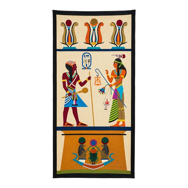 Amazing Large Antique Egyptian Egypt Wall Hanging Hand Sewn Appliqué Textile Egyptian Art Statement Tapestry Banner Home Decor For Sale