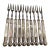 Antique Set of 10. Sheffield Relish Forks. Mother of Pearl/Sterling Silver Cuff/Stainless Steel Utensil. For Sale