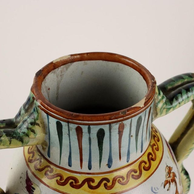 Antique Vases in Majolica, Set of 2 For Sale - Image 6 of 16