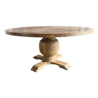 Rustic Walnut Pedestal Dining Table by Miamar Home For Sale