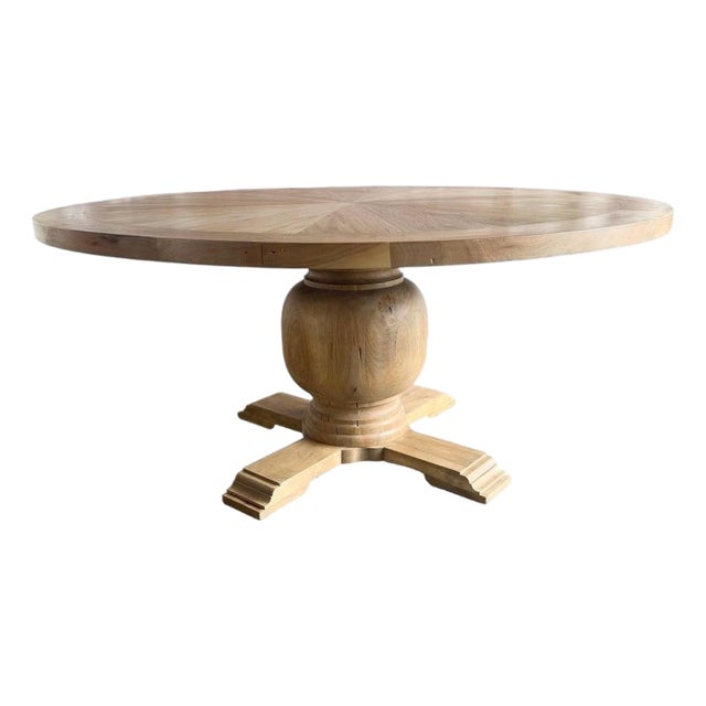 Rustic Walnut Pedestal Dining Table by Miamar Home For Sale