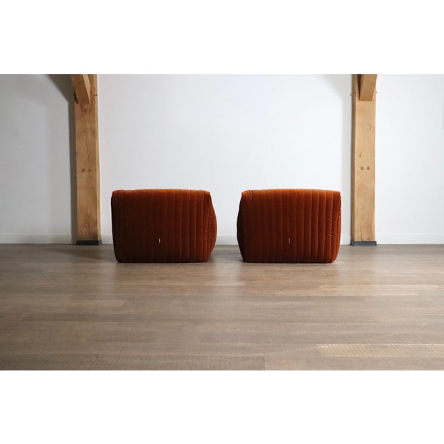 Sandra Lounge Chairs in Velvet by Annie Hieronimus for Cinna, France, 1970s, Set of 2 For Sale - Image 6 of 11