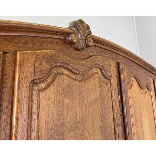 Vintage Louis XVI French Oak Five Door Carved Armoire For Sale - Image 10 of 14