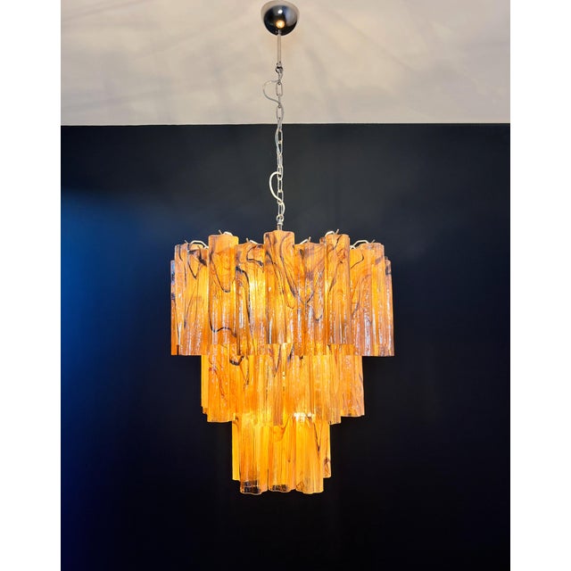 Large Vintage Three-Tier Murano Glass Tube Chandelier, 1990s For Sale - Image 11 of 18