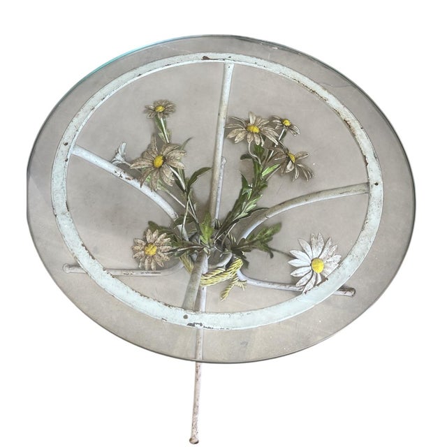 An enchanting vintage side table. Crafted in the style of mid-century Italian "wheat sheaf" or "flower bouquet" furniture,...