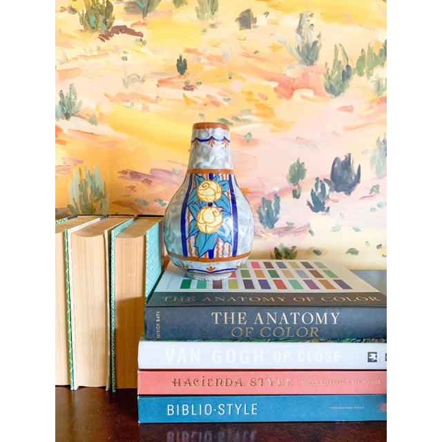 1920s French Art Nouveau Polychrome Pottery Vase by Louis Dage, Signed For Sale - Image 12 of 12