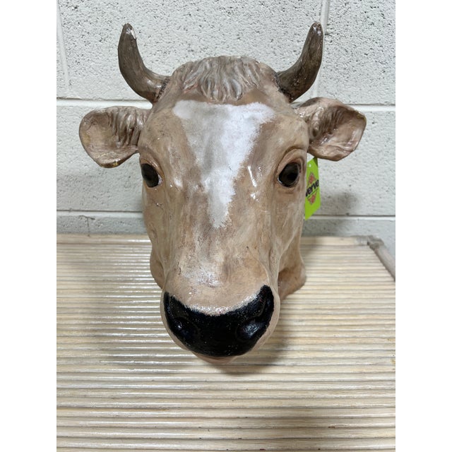 Vintage Ceramic French Flea Style Cow Head Wall Hanging Chairish