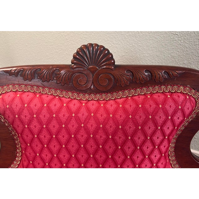 1900 - 1909 Edwardian Neoclassical Mahogany Parlor Settee, Circa 1900, Professionally Upholstered For Sale - Image 5 of 12