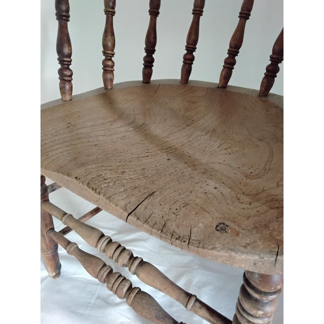 Antique Captains Chair in Elm and Ash, 1890s For Sale - Image 3 of 5