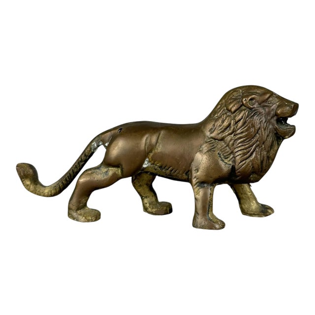 Vintage Brass Lion Figurine For Sale