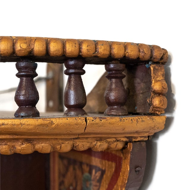 Early 20th Century Hand Carved & Painted Rajasthani Wooden Wall Cabinet For Sale - Image 14 of 18