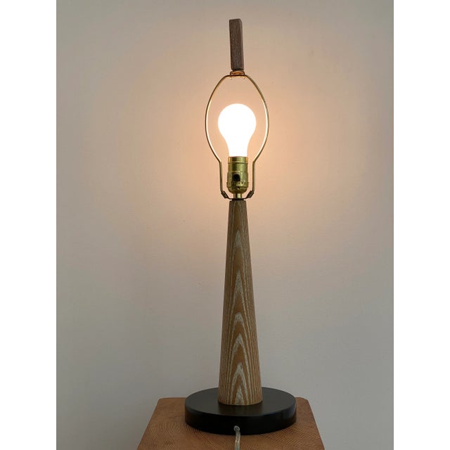 1940’s Cerused Finish Oak Table Lamp For Sale - Image 4 of 12