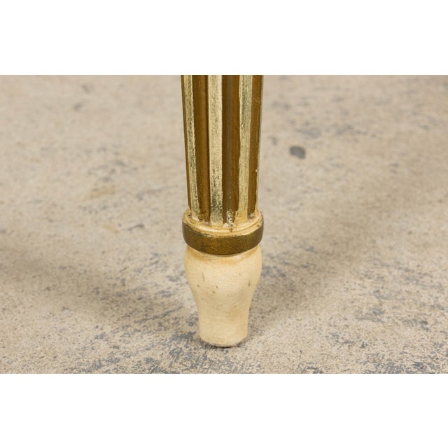 Antique French Louis XVI Style Painted Side Chairs W/ Blue Velvet Damask – A Pair For Sale - Image 14 of 18