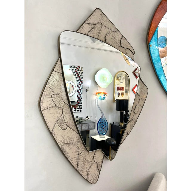 2020s Italian Deconstructed Japanese Style Rose Beige Ceramic Bronze Mirror Sculpture For Sale - Image 11 of 12