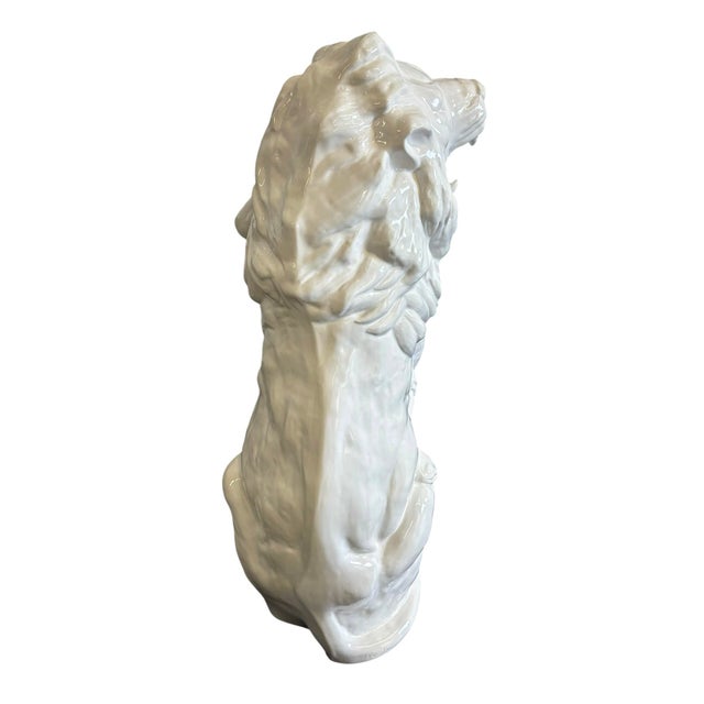 1970s Vintage Blanc De Chine Large Ceramic Lion Statue For Sale In New York - Image 6 of 12