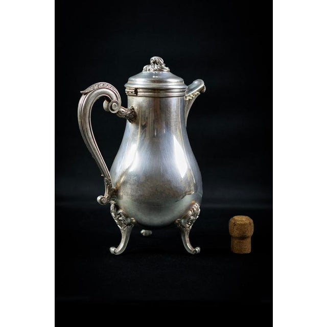 Louis XV Style Silver-Plated Metal Teapot with Pompadour Pattern from Christofle, France, 1980s For Sale - Image 6 of 11
