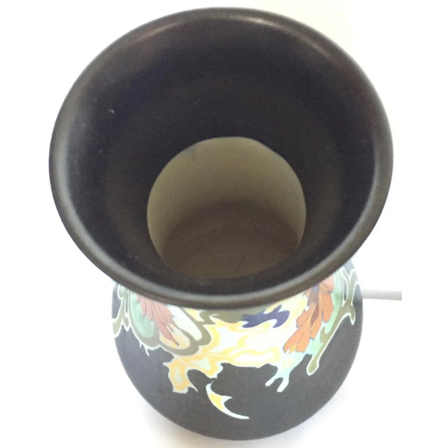 Gouda Pottery Mid-20th Century Gouda Blue and Black Floral Ceramic Vase For Sale - Image 4 of 5